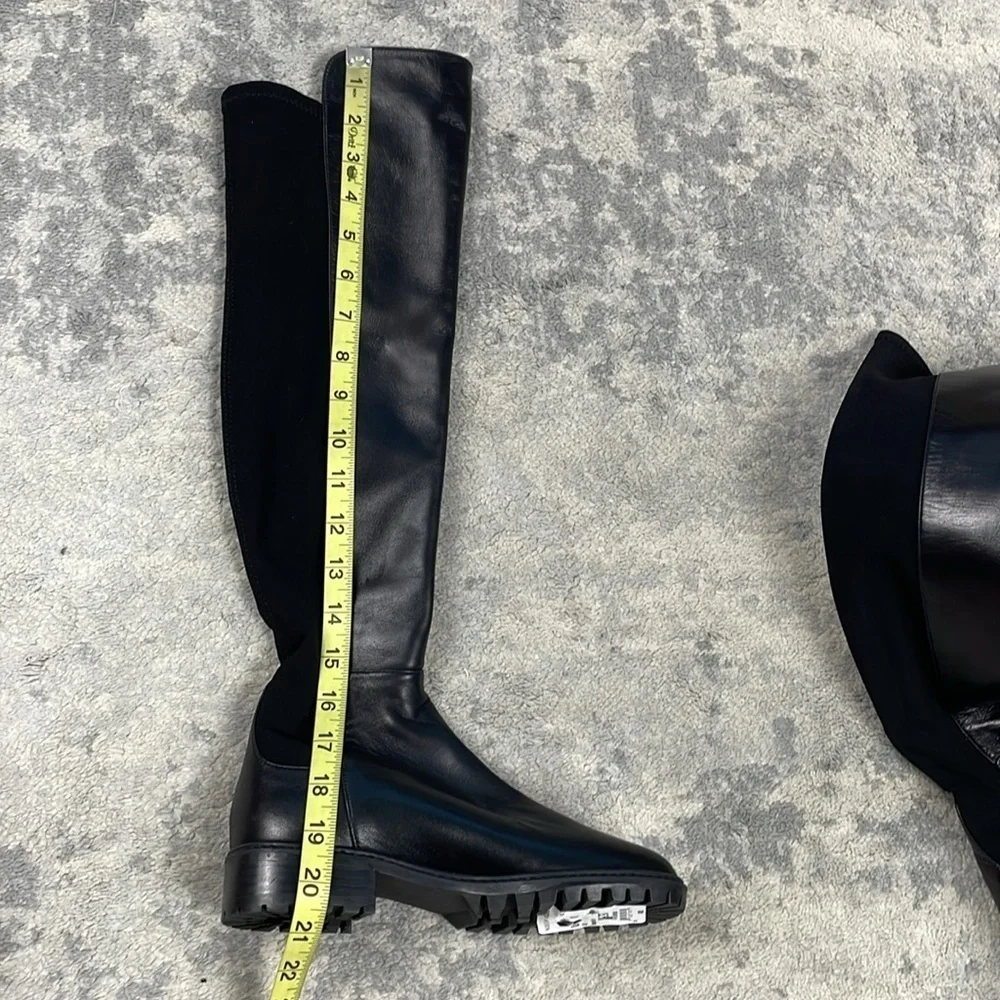New Stuart Weitzman The City Boot Over the Knee Black Leather Sz 4